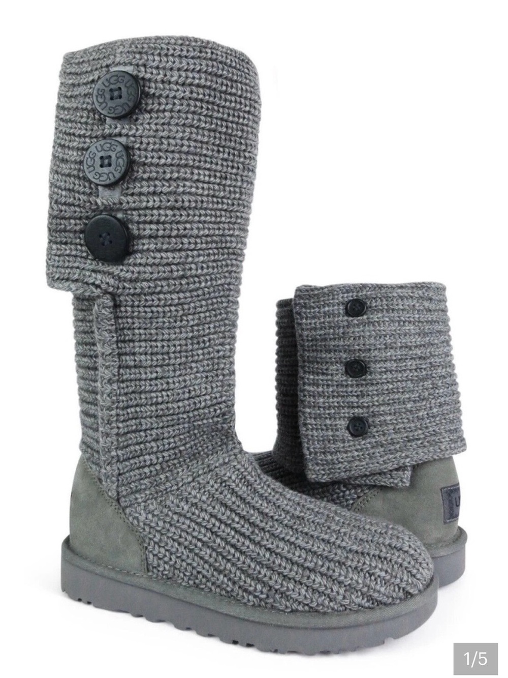 NEW UGG Classic Grey Knit Boots